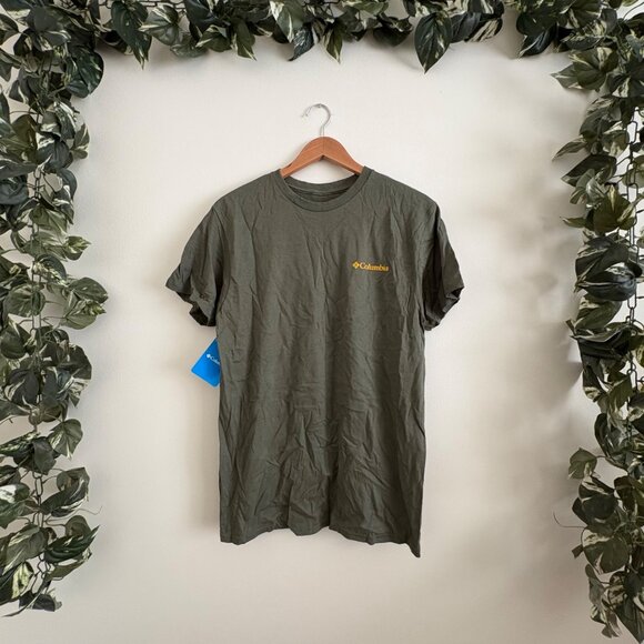 Columbia Athletic Short Sleeve Scoop Neck Graphic Shirt Green NWT Men’s Sz M - Picture 1 of 8